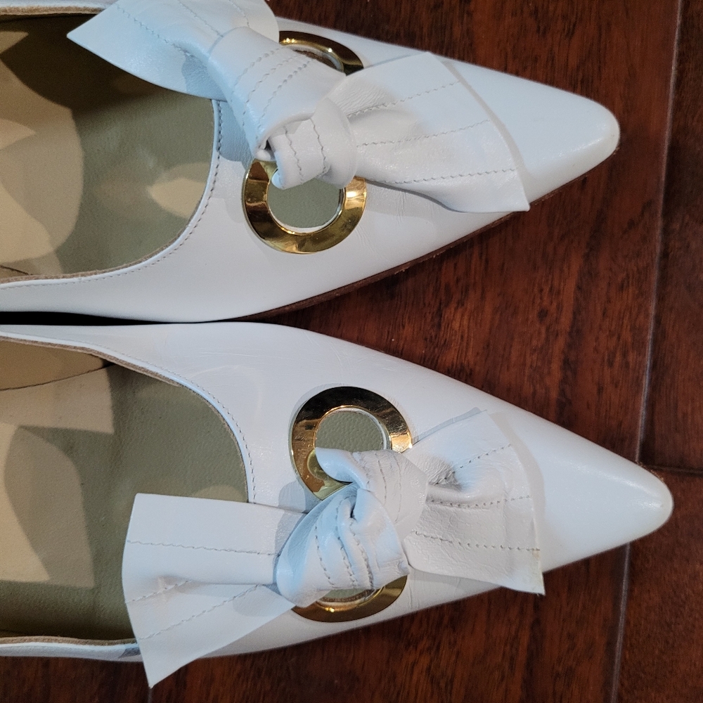 Russell & Bromley London White Bow Flats Sz 11 - Picture 3 of 7